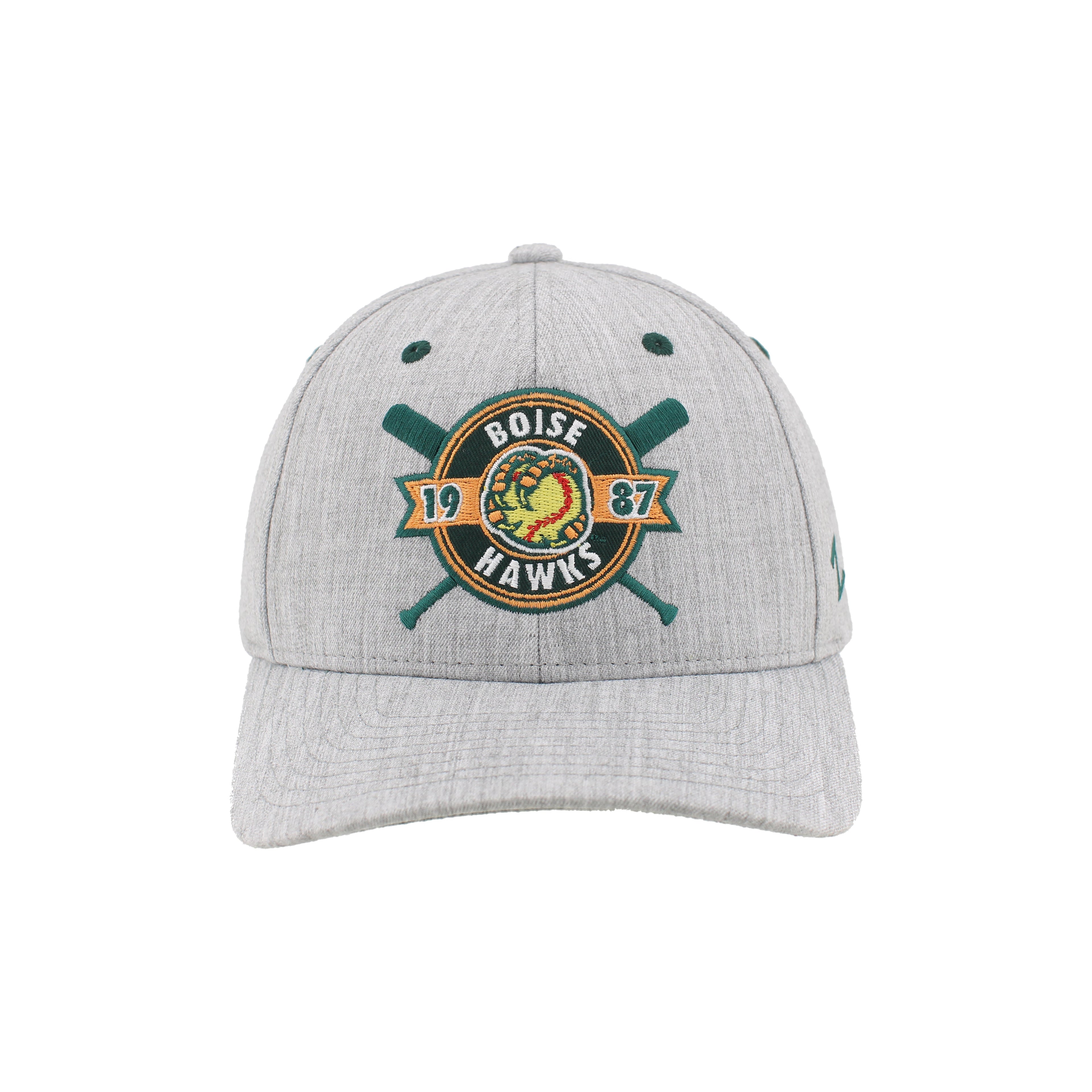 BOISE HAWKS BADGESNAP BACK HAT, SUIT GREY
